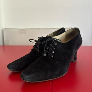 Martinez Valero lace up bootie Black Suede size 7.5